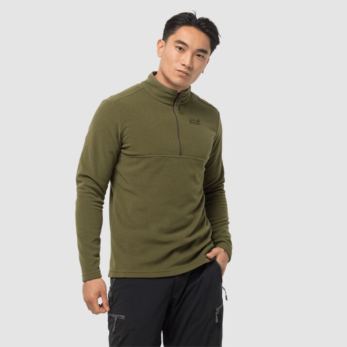 Jack Wolfskin Mens Arco Fleece Jumper Olive Stripes 109547DAC